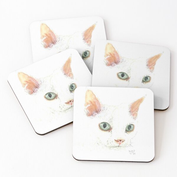 Item preview, White cat, Devon Rex designed and sold by AquarelJanine.