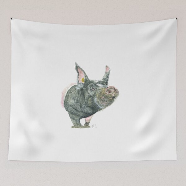 Item preview, Stubborn funny pig rooting in the mud designed and sold by AquarelJanine.