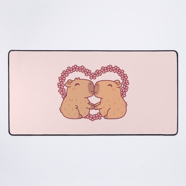 Item preview, Cute Kissing Capybaras Sakura Flowers Heart designed and sold by rustydoodle.