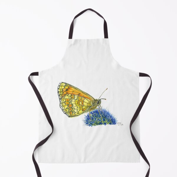 Item preview, Yellow butterfly (Melitaea cinxia) on a thistle in watercolor designed and sold by AquarelJanine.