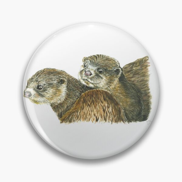 Item preview, Two otters in watercolor designed and sold by AquarelJanine.