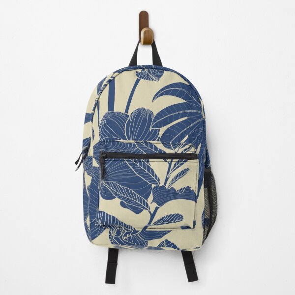 Item preview, Tropical exotic floral line blue palm leaves and orchid flowers seamless pattern, line background. designed and sold by MatyKotiv.