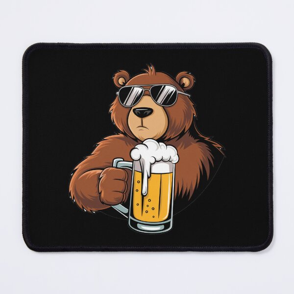 Item preview, Cool Bear Drinking Beer Digital Art – Funny Beer Mug Illustration for Prints & Apparel designed and sold by designedbyNil.