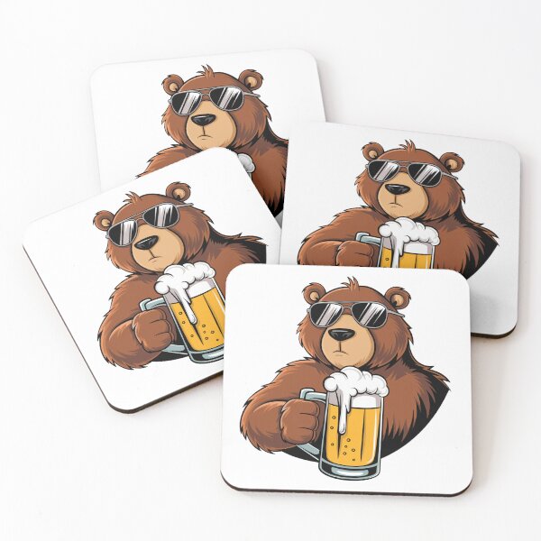Item preview, Cool Bear Drinking Beer Digital Art – Funny Beer Mug Illustration for Prints & Apparel designed and sold by designedbyNil.