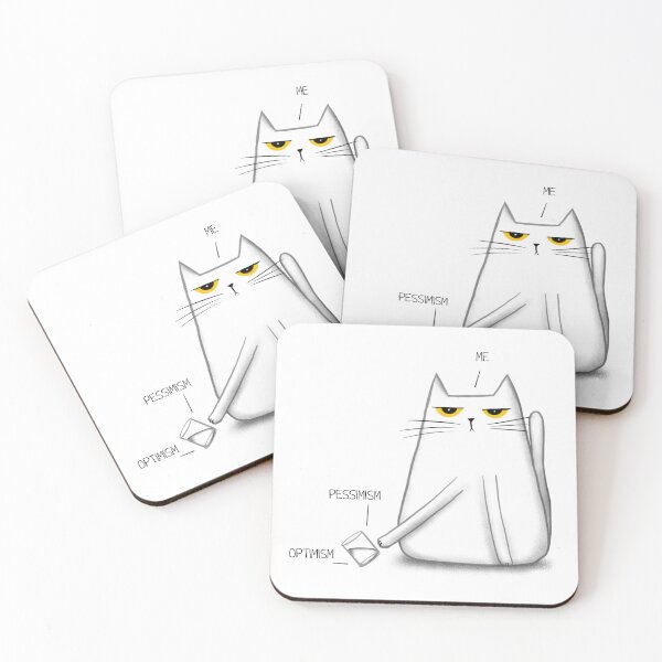 Item preview, Funny meme white cat - optimism, pessimism designed and sold by Makitsu Neko.