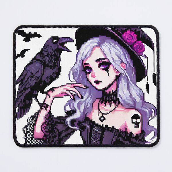 Item preview, Purple Haired Witch With Raven, Pixelart designed and sold by Luvrr Pixels.