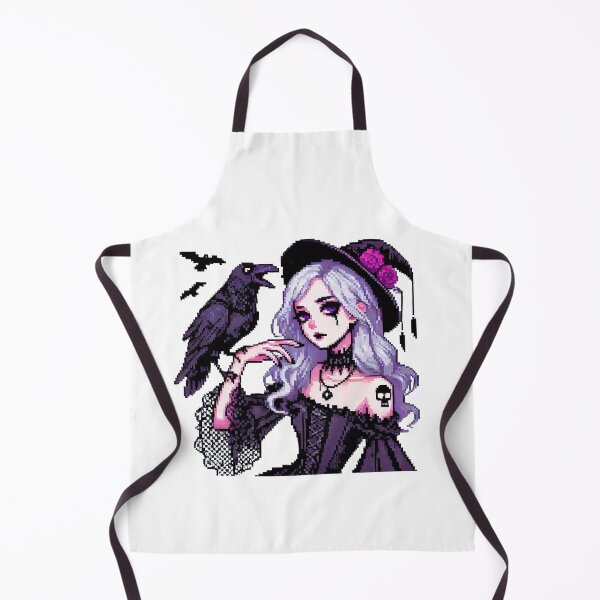 Item preview, Purple Haired Witch With Raven, Pixelart designed and sold by Luvrr Pixels.