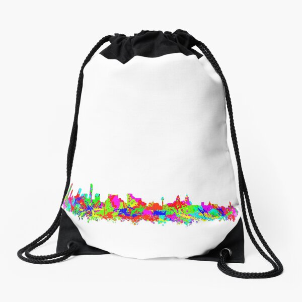 Liverpool Waterfront Skyline Paint Splatter Effect Drawstring Bag