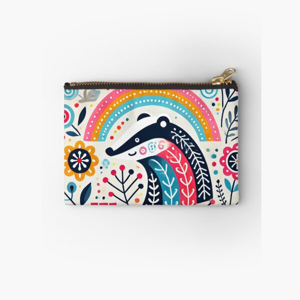 Item preview, Scandinavian Folk Art Rainbow Animals - Bright Beautiful Smiling Badger by heidiannemorris designed and sold by FOLK ART FUSION.