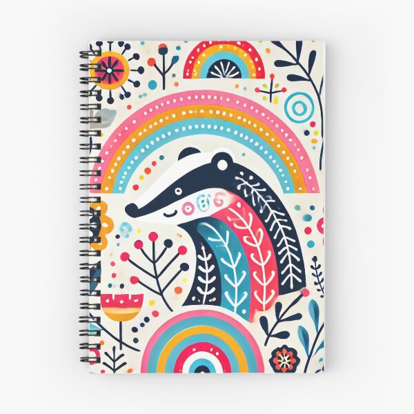 Item preview, Scandinavian Folk Art Rainbow Animals - Bright Beautiful Smiling Badger by heidiannemorris designed and sold by FOLK ART FUSION.
