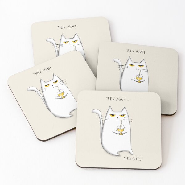 Item preview, Funny meme white cat - they again, thoughts designed and sold by Makitsu Neko.