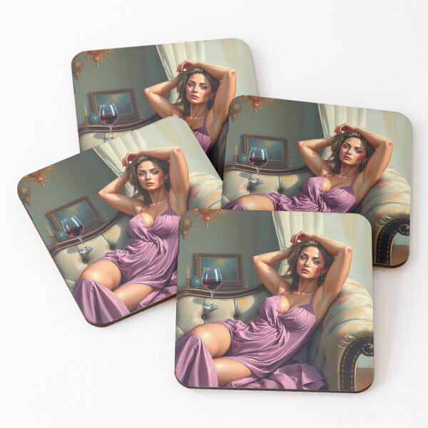 Item preview, Painting of a beautiful lady reclining on her sofa designed and sold by Vintage Designs +.
