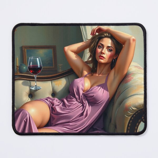 Item preview, Painting of a beautiful lady reclining on her sofa designed and sold by Vintage Designs +.