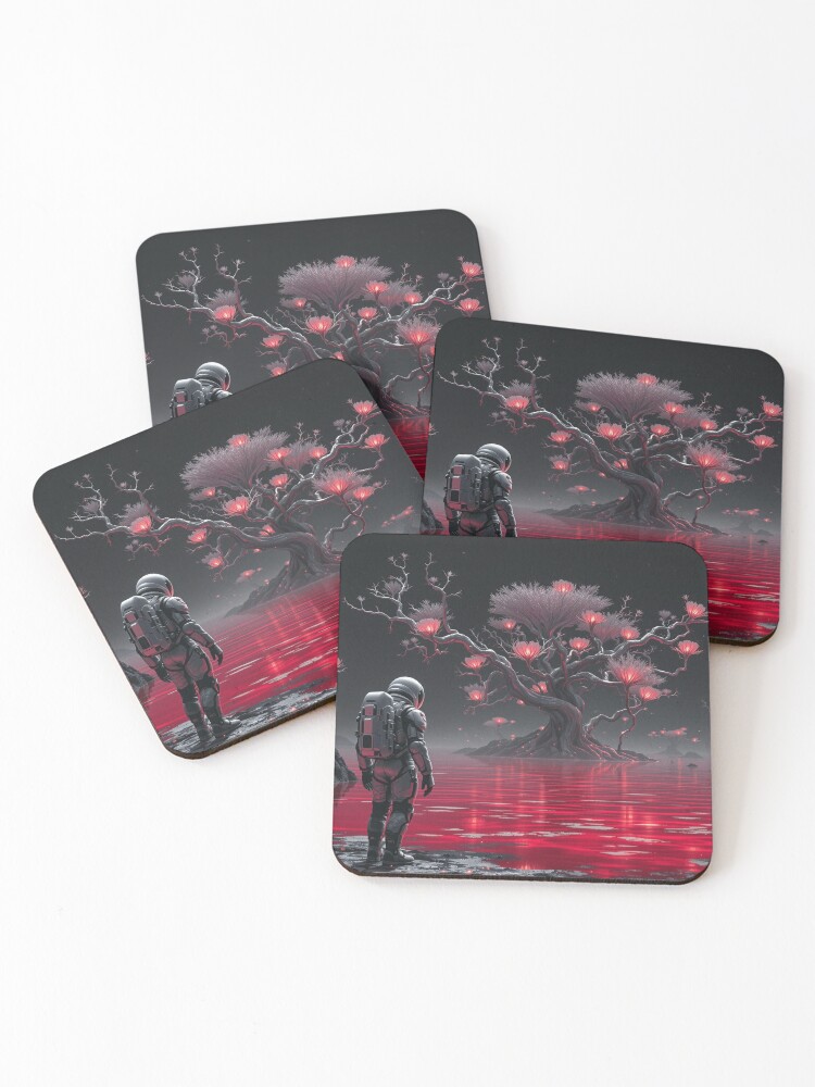 Thumbnail 1 of 5, Coasters (Set of 4), Astronaut exploring a Planet designed and sold by LenCarol.