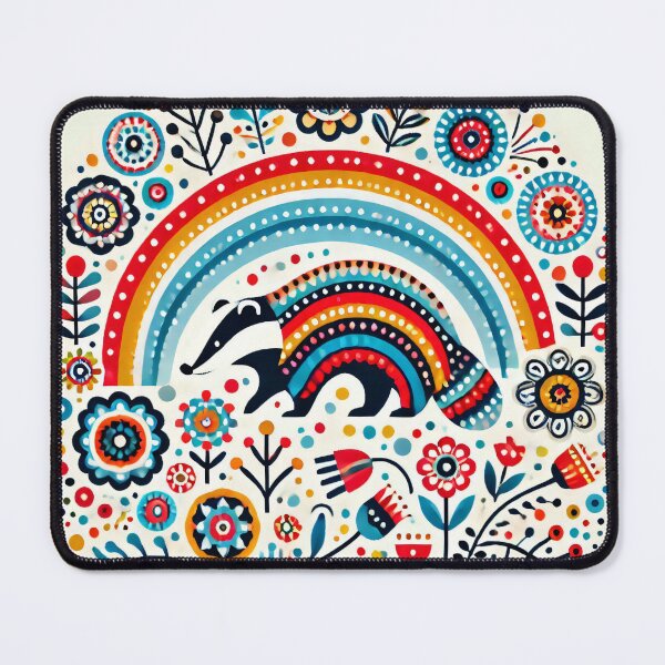 Item preview, Scandinavian Folk Art Rainbow Animals - Bright Beautiful Badger by heidiannemorris designed and sold by FOLK ART FUSION.