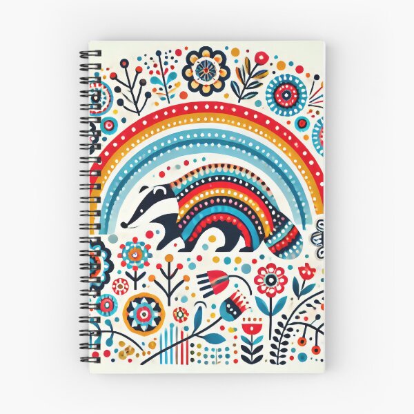 Item preview, Scandinavian Folk Art Rainbow Animals - Bright Beautiful Badger by heidiannemorris designed and sold by FOLK ART FUSION by heidiannemorris.