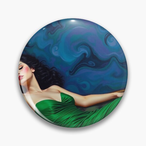 Item preview,  Painting of a beautiful lady in a green dress reclining on her sofa designed and sold by Vintage Designs +.