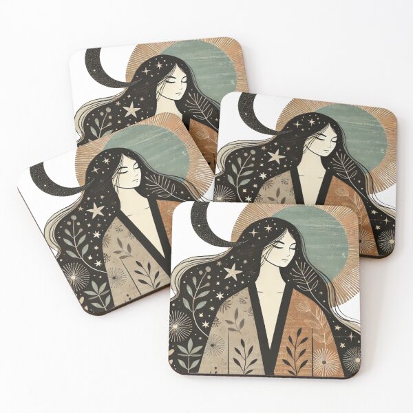 Item preview, Celestial Goddess - Moon and Stars Art designed and sold by EllsLittleStore.