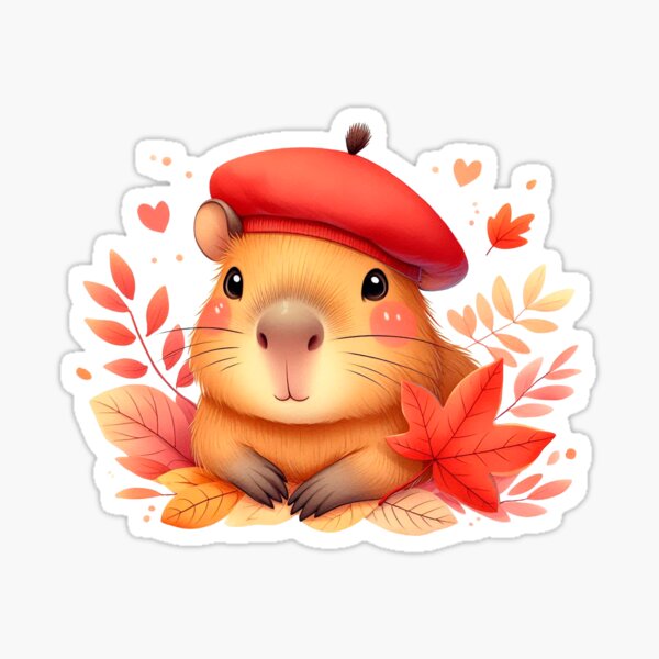 Item preview, Frenchy capybara in autumn  designed and sold by MariPon.