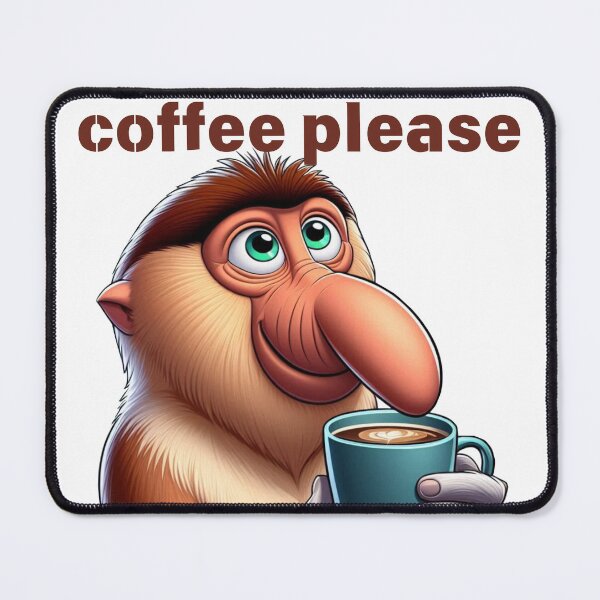 Item preview, Proboscis monkey with a coffee designed and sold by Wild-way Art.