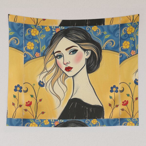 Item preview, Beautiful blonde lady illustration inspired by Gustav Klimt designed and sold by Vintage Designs +.