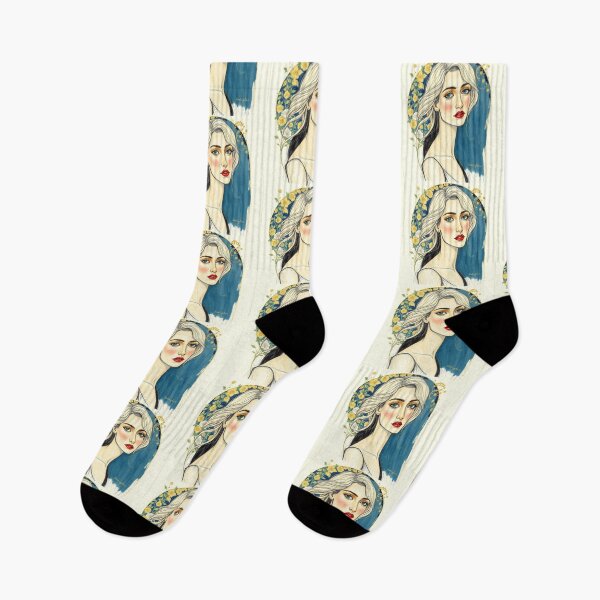 Item preview, Beautiful blonde haired lady illustration inspired by Gustav Klimt designed and sold by Vintage Designs +.