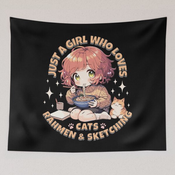 Item preview, Just a Girl who loves cats, ramen and sketching designed and sold by SpecialtiesShop.