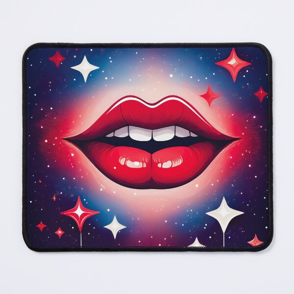 Item preview, A dreamy scene with smiling red lips surrounded by twinkling stars. designed and sold by HEMRO.