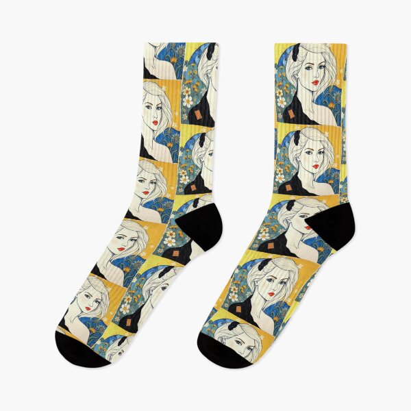Item preview,  Beautiful blonde haired lady illustration inspired by Gustav Klimt designed and sold by Vintage Designs +.