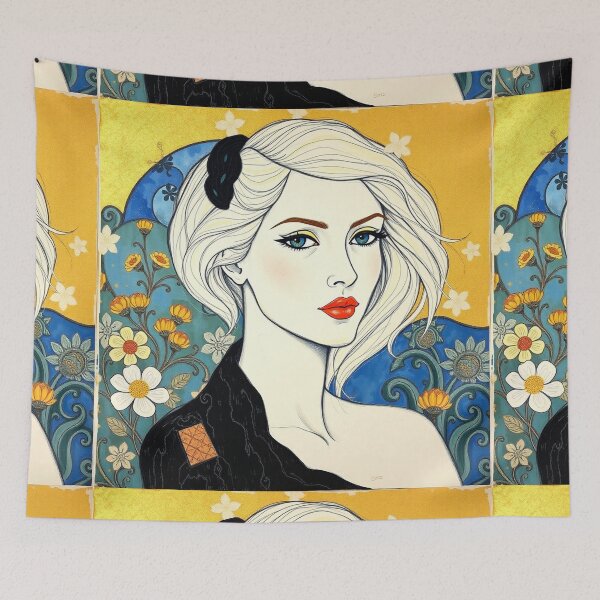 Item preview,  Beautiful blonde haired lady illustration inspired by Gustav Klimt designed and sold by Vintage Designs +.