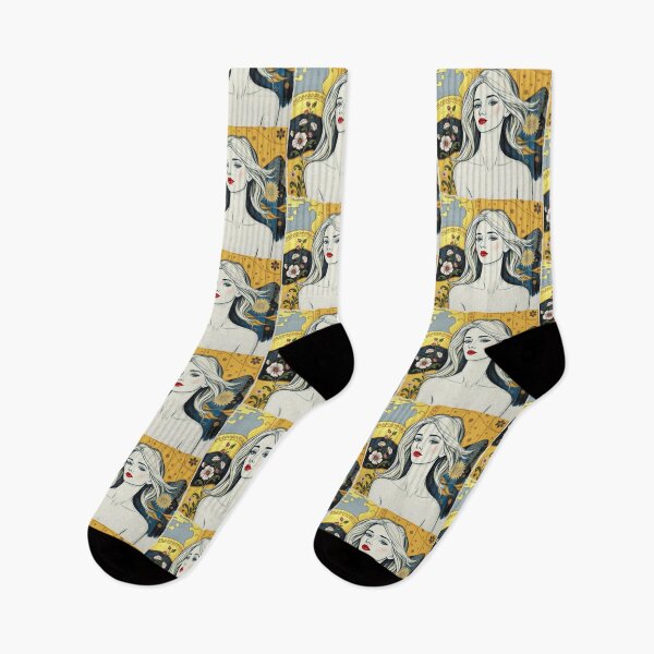 Item preview, Beautiful blonde haired lady illustration inspired by Gustav Klimt designed and sold by Vintage Designs +.