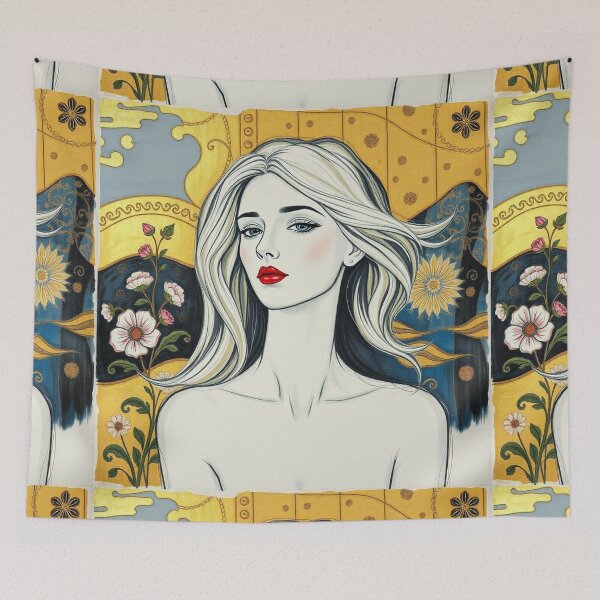 Item preview, Beautiful blonde haired lady illustration inspired by Gustav Klimt designed and sold by Vintage Designs +.