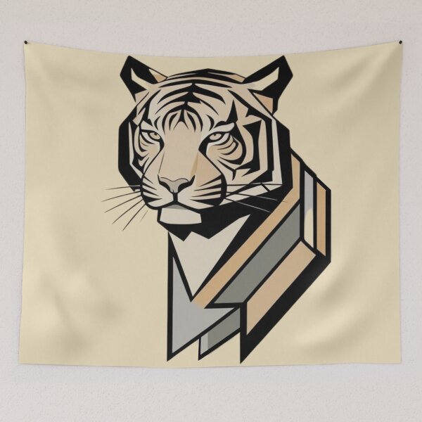 Item preview, Neutral Minimalist Geometric Tiger designed and sold by Slice-of-Pizzo.