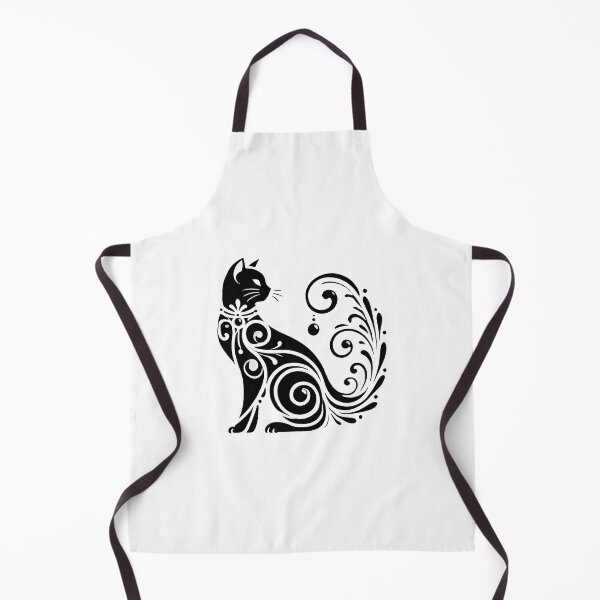 Item preview, Artistic Black Cat Silhouette with Decorative White Swirls designed and sold by inkNext.
