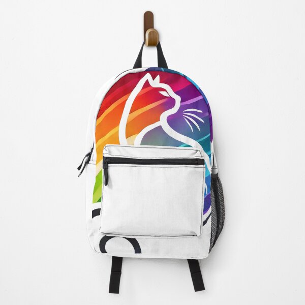 Item preview, Colorful Gradient Cat Silhouette with Vibrant Stripes and Curled Tail designed and sold by inkNext.