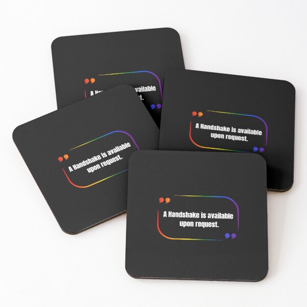 Item preview, Severance, A handshake is available upon request, Classic pride flag graphic, text graphic quote, severance tv, funny quote, severance lumon, pride, designed and sold by PrideBeProud.