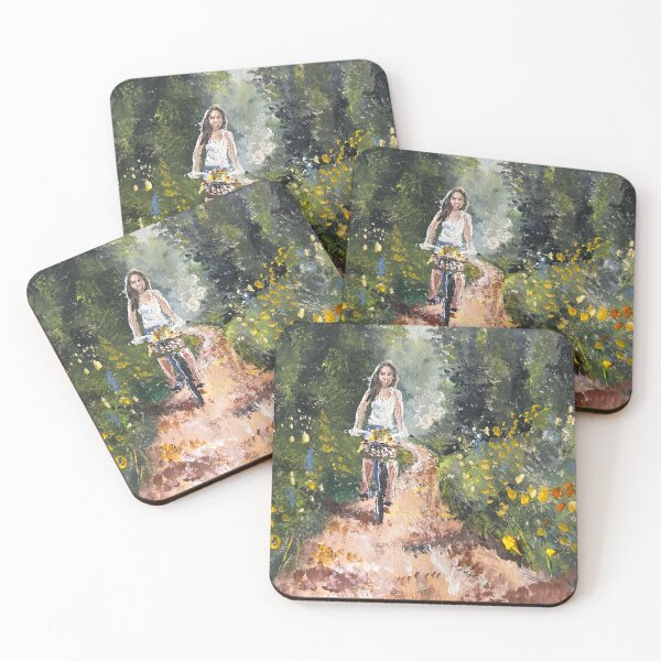 Item preview, Doreen On A Bicycle In Wildflowers designed and sold by TheArtCave.