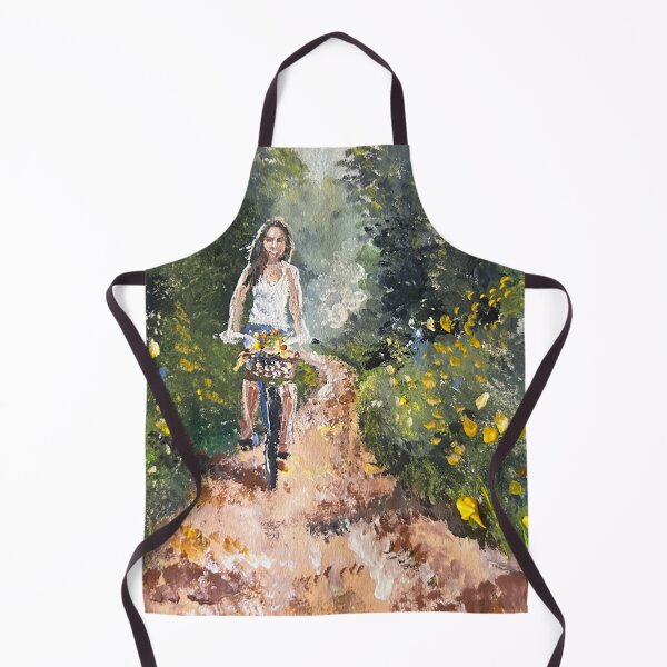 Item preview, Doreen On A Bicycle In Wildflowers designed and sold by TheArtCave.