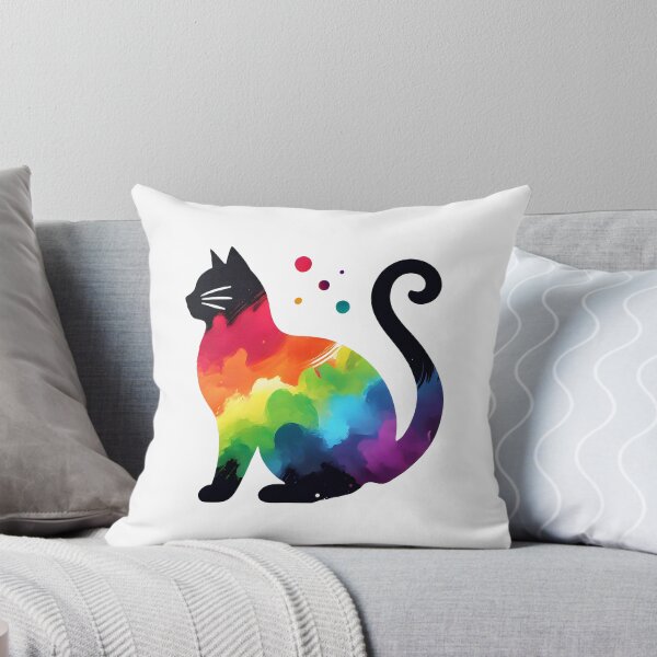 Item preview, Vibrant Rainbow-Colored Cat Silhouette with Artistic Design Elements designed and sold by inkNext.