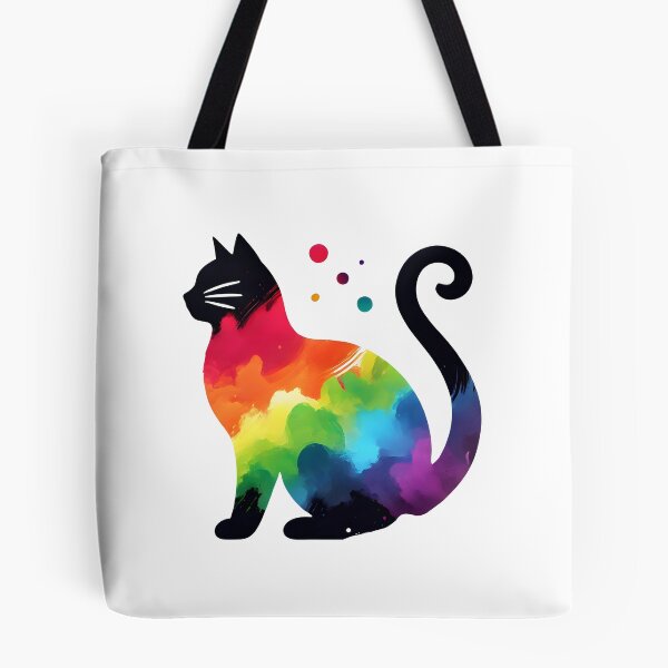 Item preview, Vibrant Rainbow-Colored Cat Silhouette with Artistic Design Elements designed and sold by inkNext.