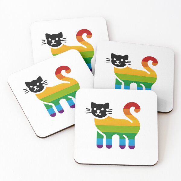 Item preview, Vibrant Rainbow-Colored Cat Icon with Black Head and Curled Tail designed and sold by inkNext.