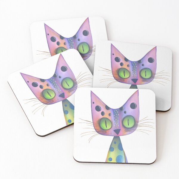 Item preview, Cute spotted cat design. Green & Pink. designed and sold by Shoot-The-Moon.