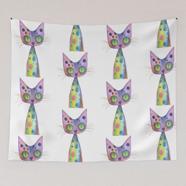 Item preview, Cute spotted cat design. Green & Pink. designed and sold by Shoot-The-Moon.