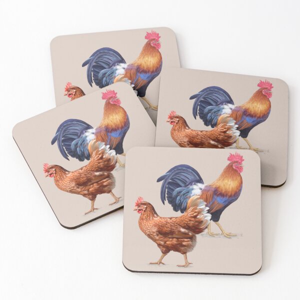 Item preview, Farm animals. Red hen and rooster. designed and sold by illustra-terra.