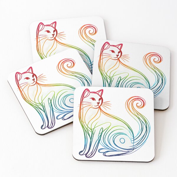 Item preview, Mesmerizing Rainbow-Colored Cat Illustration with Fluid Gradient Effect designed and sold by inkNext.