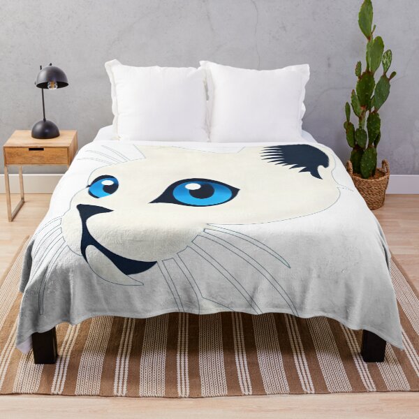 Item preview, Stunning Minimalist Illustration of a White Cat with Striking Blue Eyes designed and sold by inkNext.