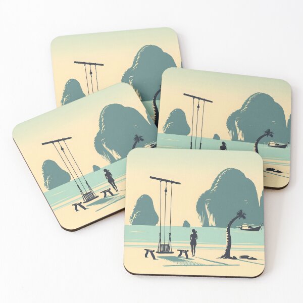 Item preview, Serene Minimalist Clipart Illustration of Maya Bay and Phi Phi Island, Thailand designed and sold by inkNext.