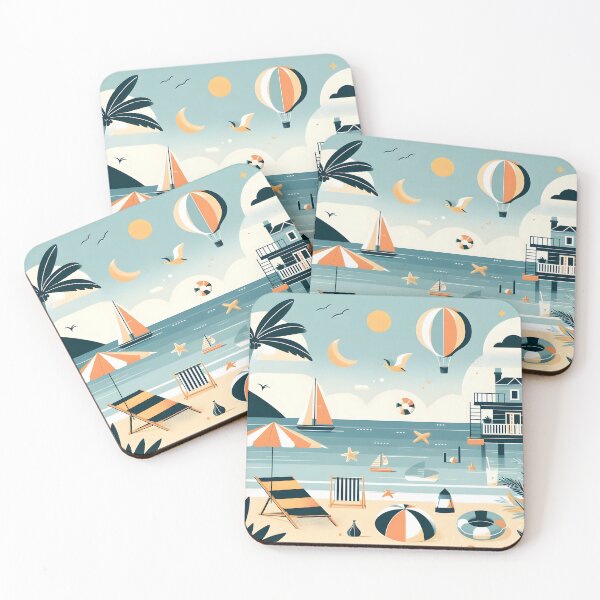 Item preview, Minimalist Clipart-Style Seaside Summer Vibe Illustration designed and sold by inkNext.