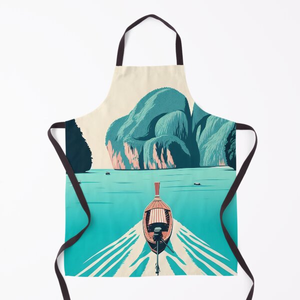 Item preview, Minimalist Clipart-Style Illustration of Maya Bay Island with Long-Tail Boat Perspective designed and sold by inkNext.