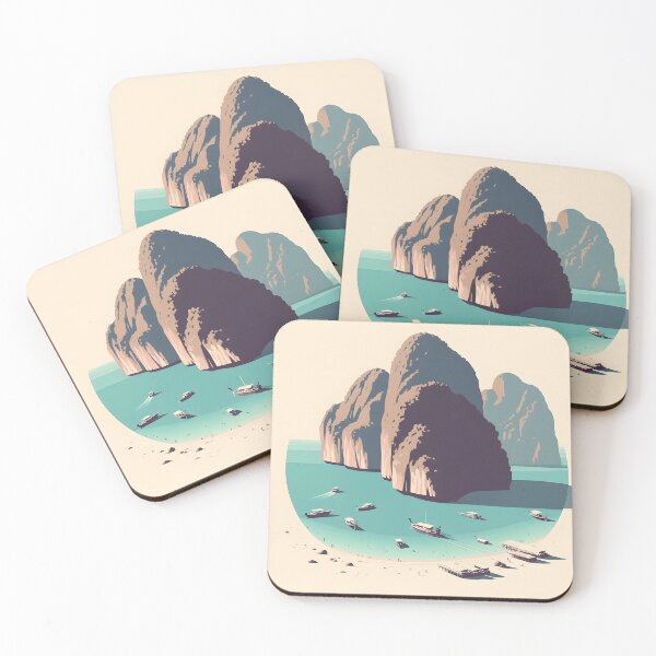 Item preview, Minimalist Clipart-Style Illustration of Maya Bay Island, Thailand designed and sold by inkNext.